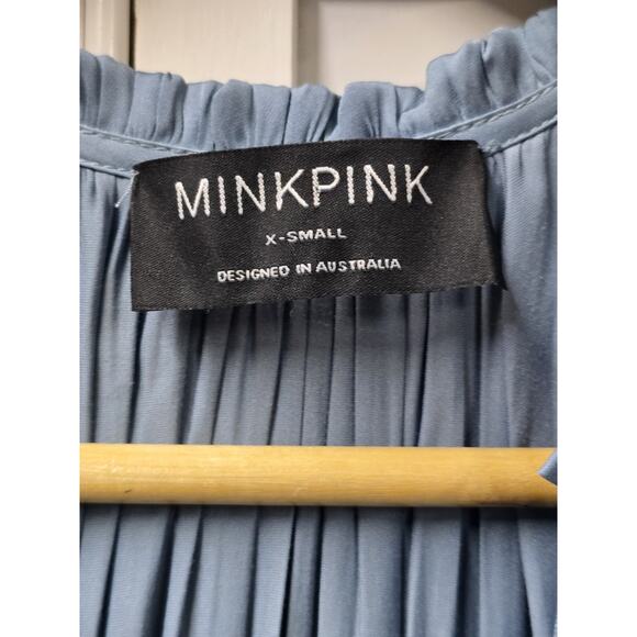 Mink Pink Women Ines Midi Dress French Blue Size X-Small Layered Preppy - Picture 5 of 10